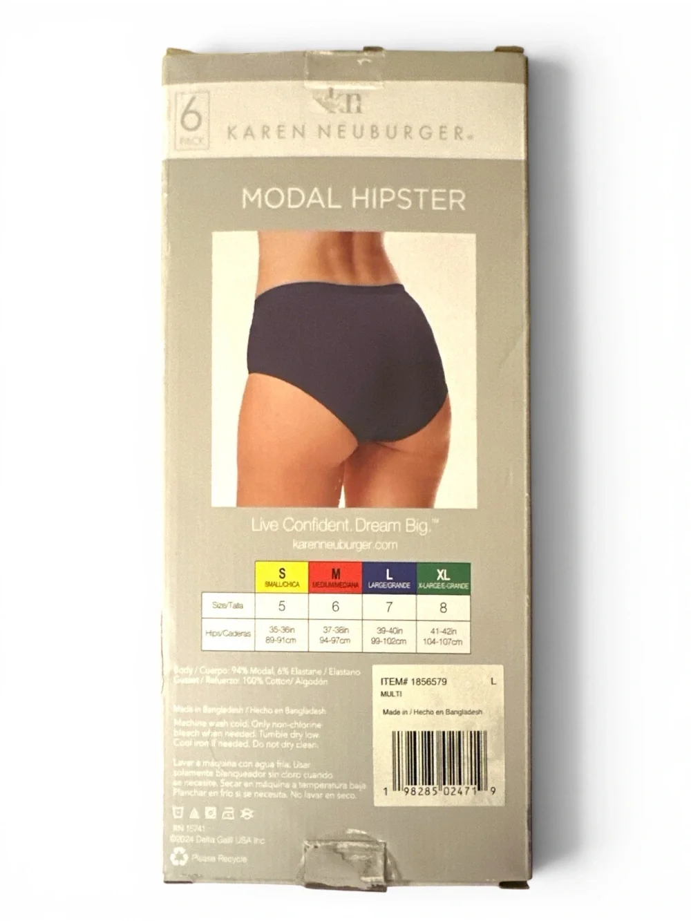 NWT Karen Neuburger Modal Hipster 6-Pack - Navy, Gray, Pink, White & Beige L